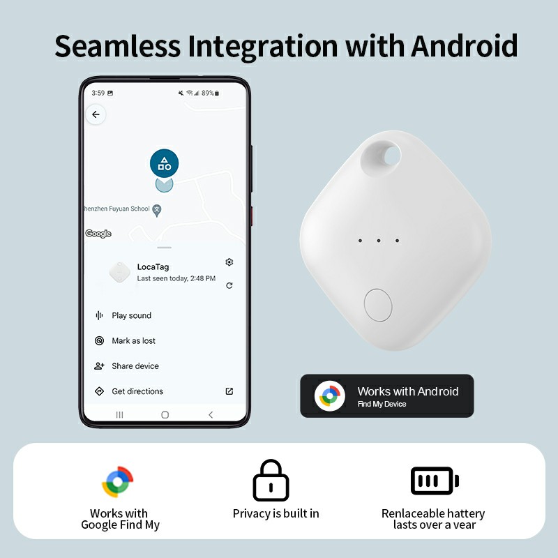 3-year Battery Life Smart Tag for Google Find My Device (RSH-iTag08-Google)