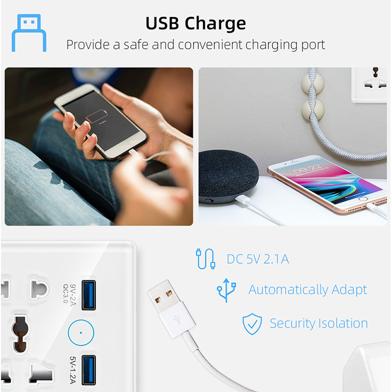 WiFi Smart Universal Wall Plug Socket with USB (RSH-SP213)