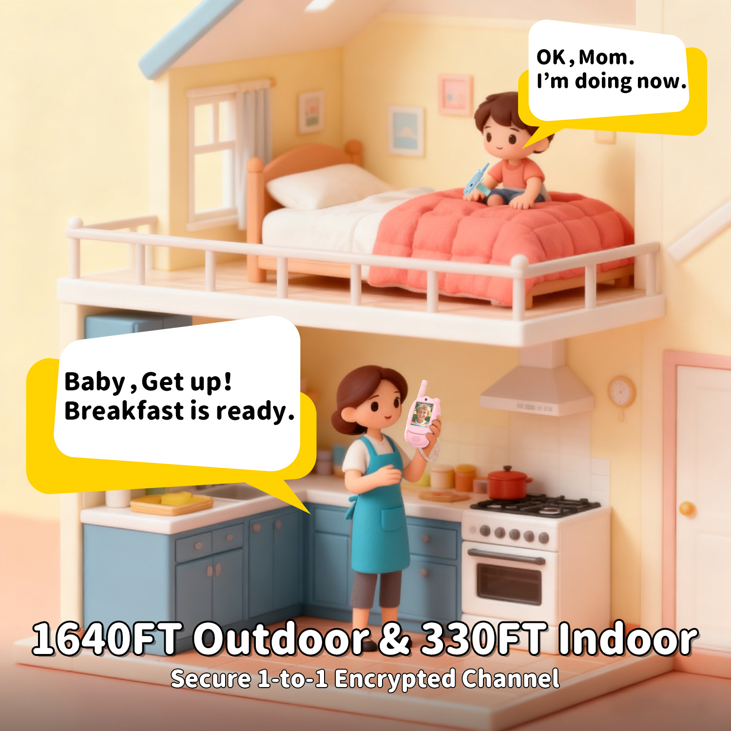 Kids Video Walkie Talkie with 1000mAh Battery 500m Barrier-Free Range (RSH-LM02)